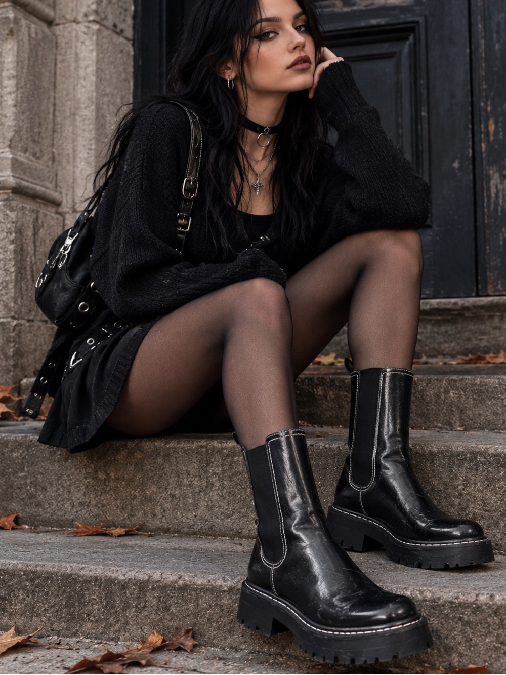 86. H&M Black Chunky Platform Chelsea Boots Women’s Size 40